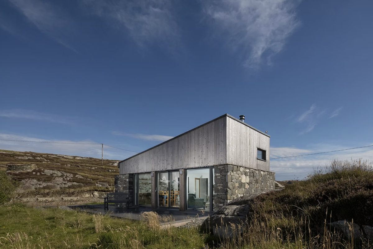 Gneiss House holiday home among the rocky landscape of Quidinish, Isle of Harris